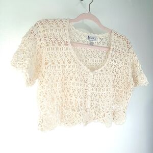 Medium Asics Cream Cropped crotchet minimalist Cardigan